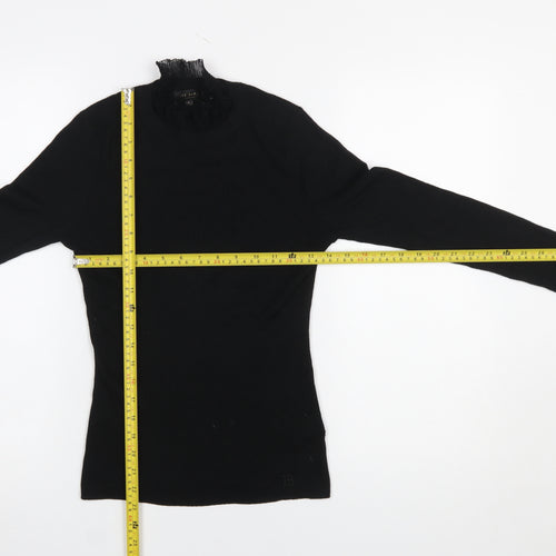 Ted Baker Women’s Black Slim Fit High Neck Long Sleeve Pullover Jumper Size 10