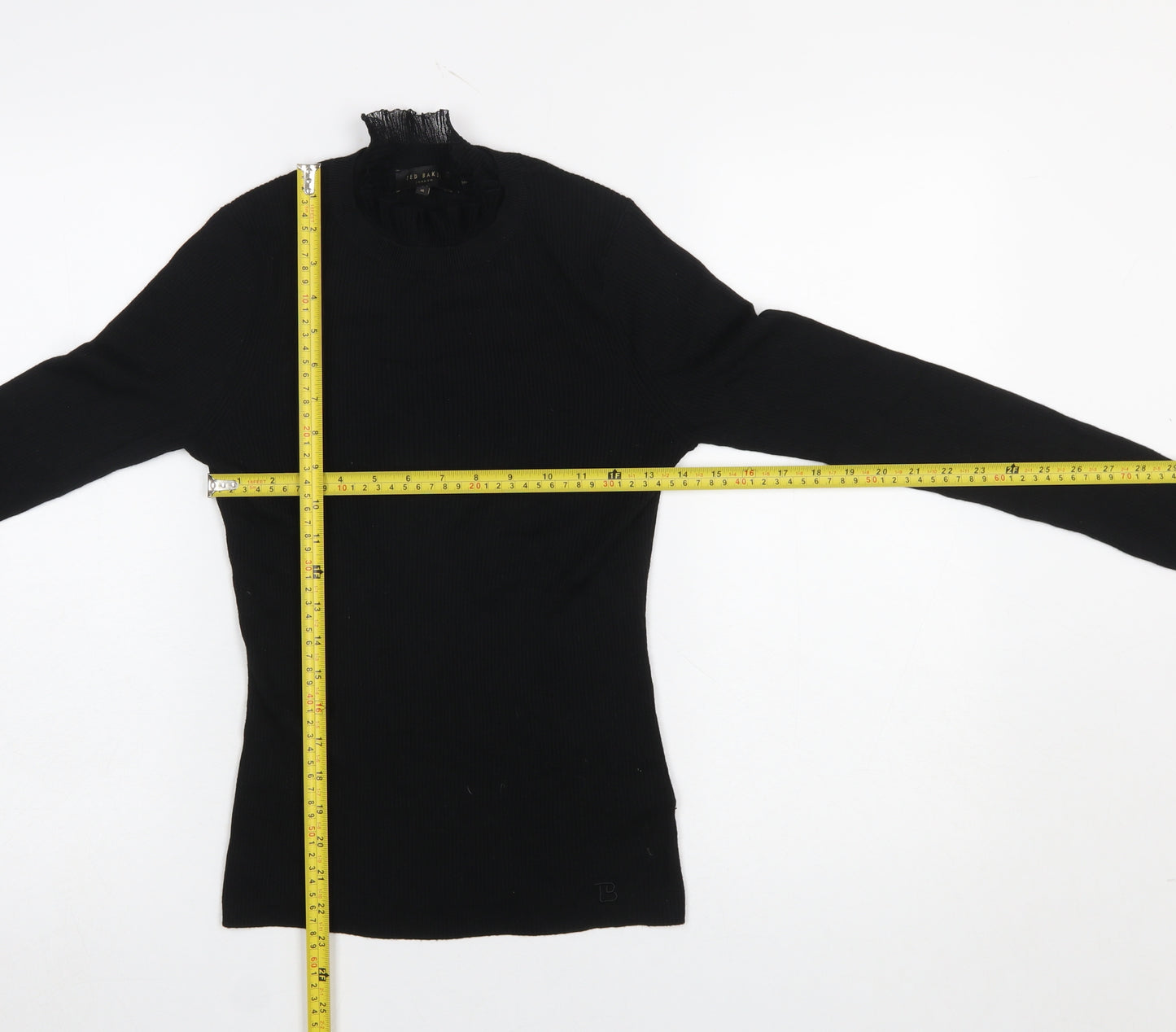 Ted Baker Women’s Black Slim Fit High Neck Long Sleeve Pullover Jumper Size 10