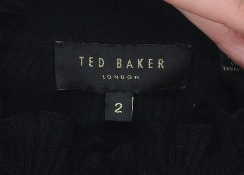 Ted Baker Women’s Black Slim Fit High Neck Long Sleeve Pullover Jumper Size 10