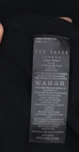 Ted Baker Women’s Black Slim Fit High Neck Long Sleeve Pullover Jumper Size 10