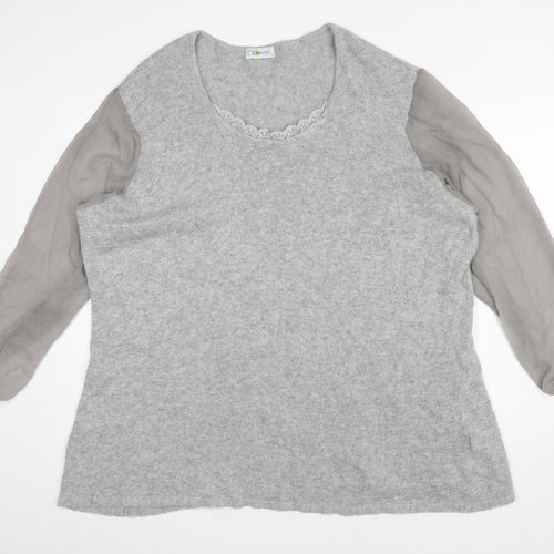 No Secret Womens Grey Plus Size 26 Angora Blend Pullover Jumper