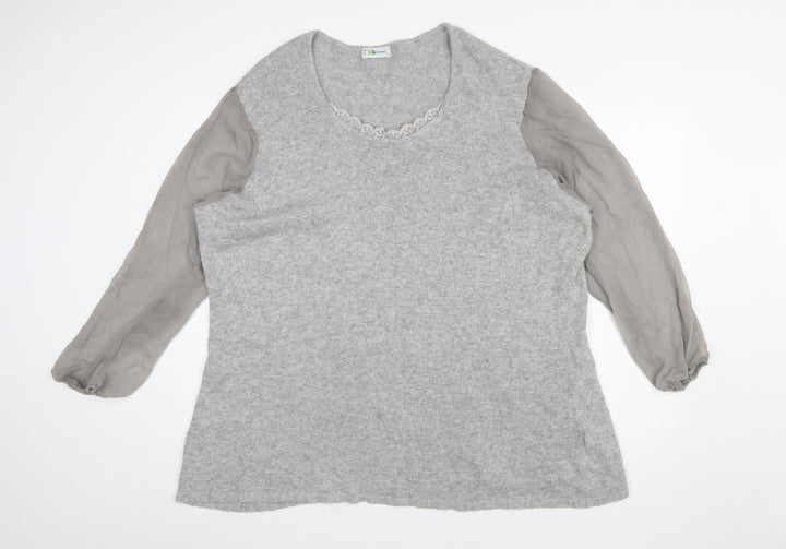 No Secret Womens Grey Plus Size 26 Angora Blend Pullover Jumper