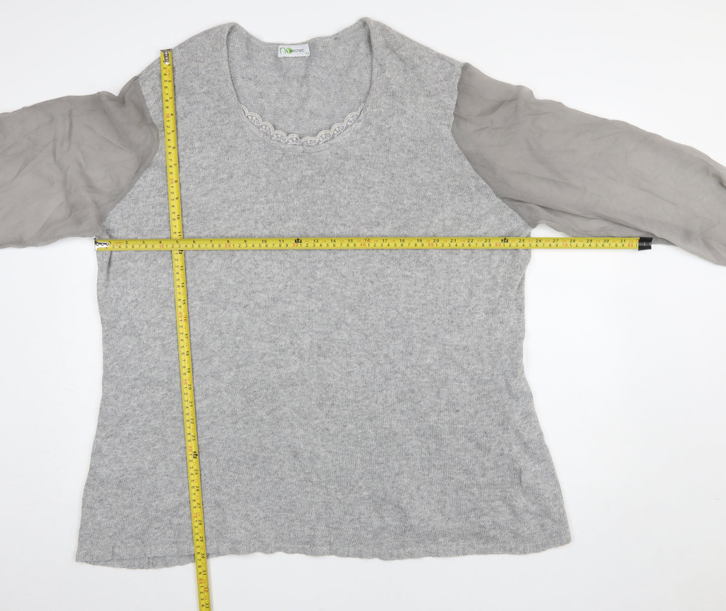 No Secret Womens Grey Plus Size 26 Angora Blend Pullover Jumper