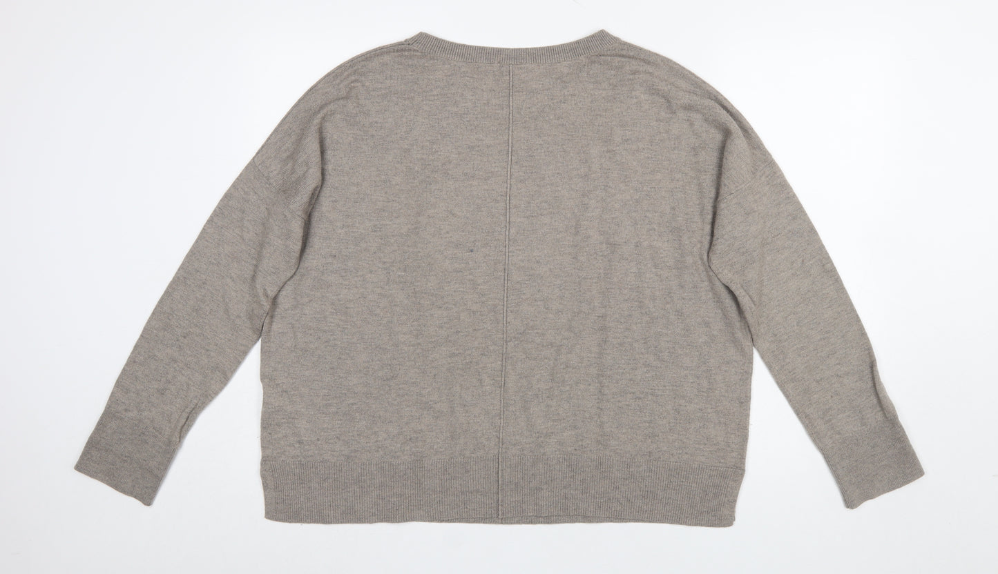 Gap Women Beige Wool Blend Crew Neck Pullover Jumper M