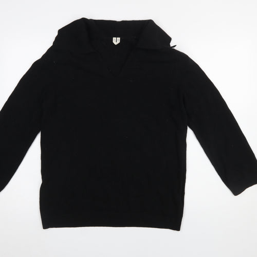 Arket Women Black Wool V-Neck Pullover Jumper Size XS