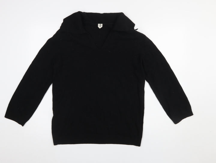 Arket Women Black Wool V-Neck Pullover Jumper Size XS
