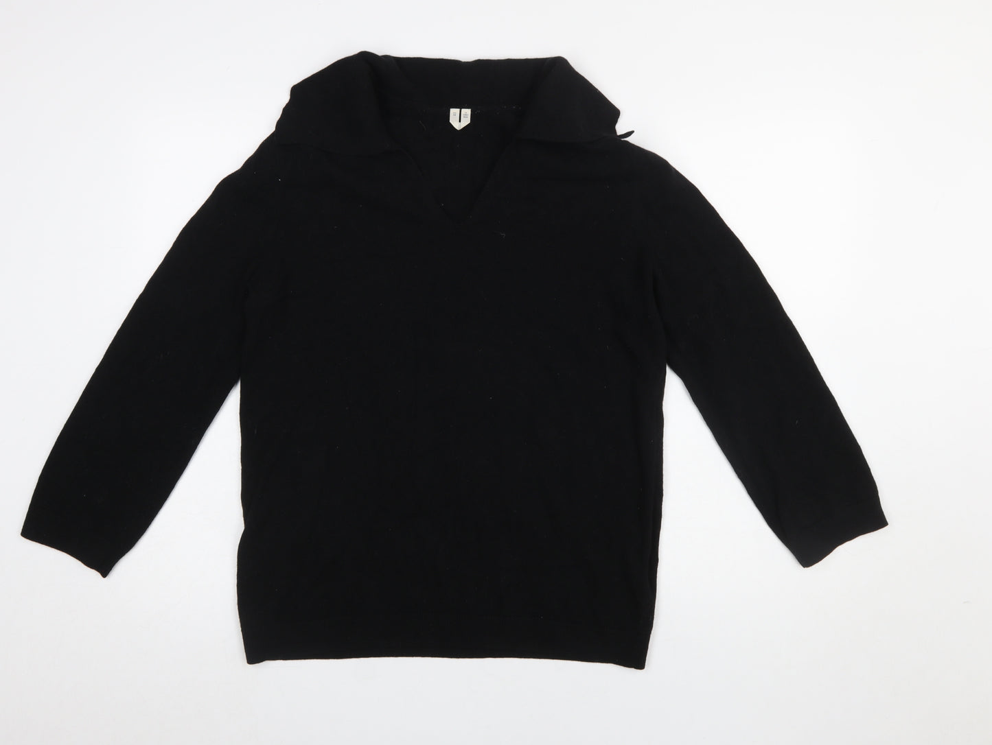 Arket Women Black Wool V-Neck Pullover Jumper Size XS