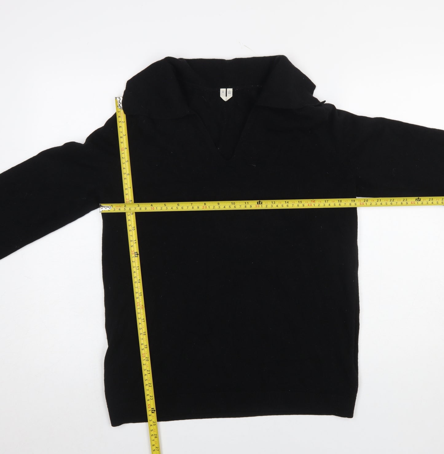Arket Women Black Wool V-Neck Pullover Jumper Size XS