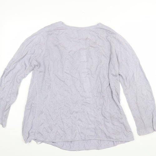 Jigsaw Womens Grey Silk Blend Long Sleeve Pullover Jumper M