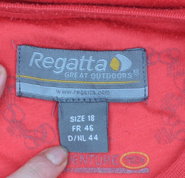 Regatta Women's Red Quick Dry Outdoor T-Shirt Size 18