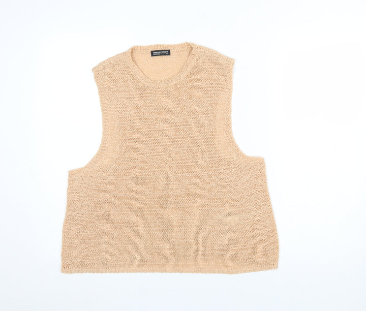American Apparel Women's Beige Chunky Knit Sleeveless Vest M