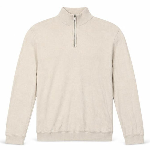 Topman Men Beige 1/4 Zip High Neck Cotton Jumper M