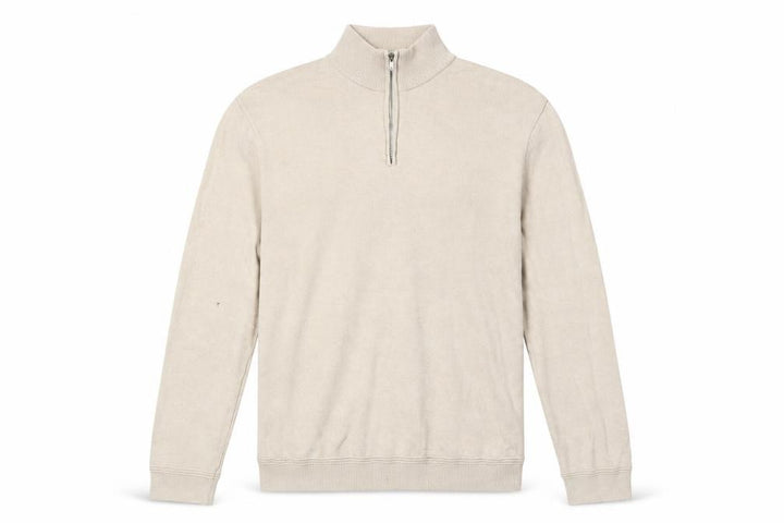 Topman Men Beige 1/4 Zip High Neck Cotton Jumper M