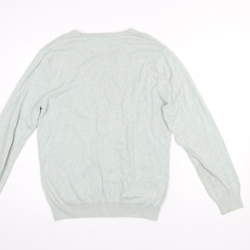 Tu Men's Grey Cotton V-Neck Jumper Size M Lightweight Knit