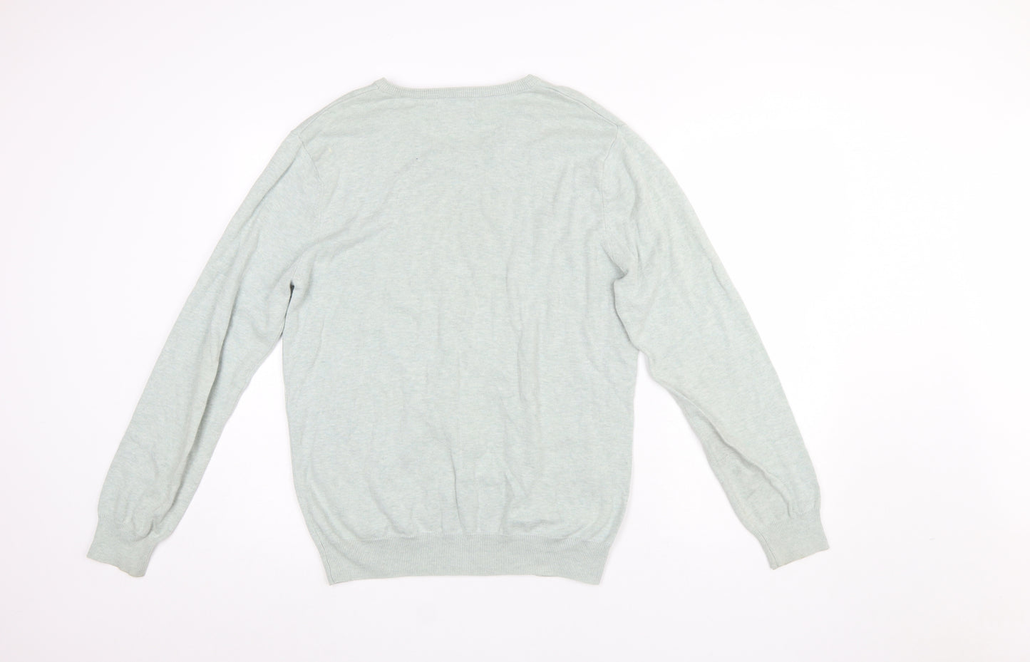 Tu Men's Grey Cotton V-Neck Jumper Size M Lightweight Knit