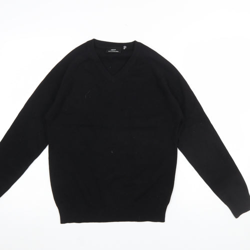 Next Boys Black V-Neck Cotton Blend Jumper 12 Years Classic Schoolwear