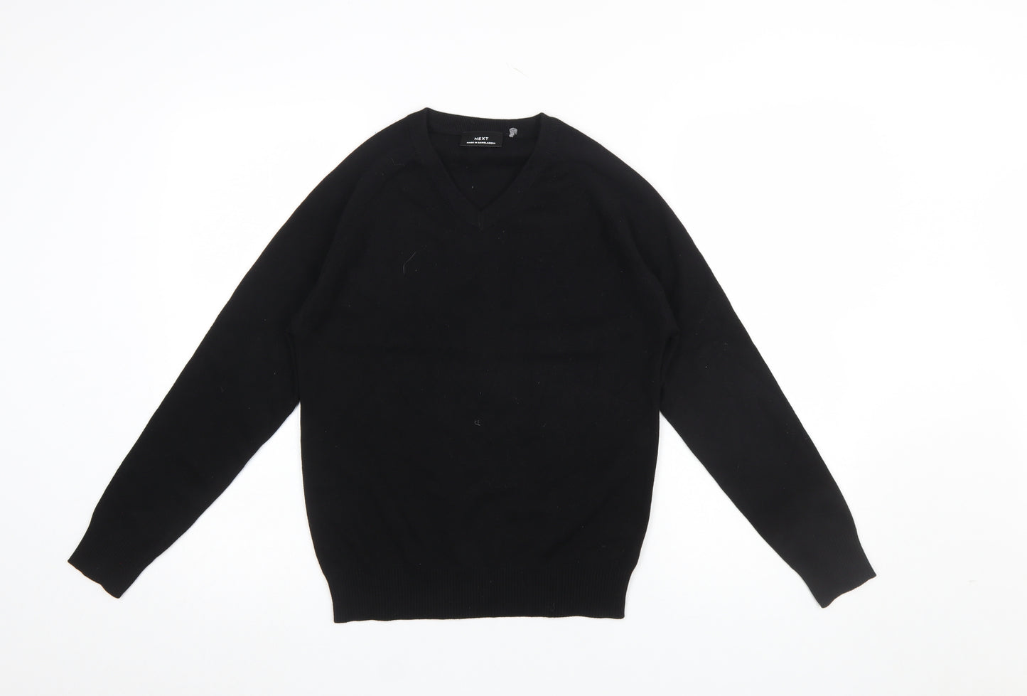 Next Boys Black V-Neck Cotton Blend Jumper 12 Years Classic Schoolwear