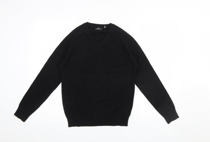 Next Boys Black V-Neck Cotton Blend Jumper 12 Years Classic Schoolwear