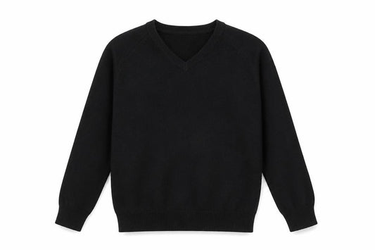 Next Boys Black V-Neck Cotton Blend Jumper 12 Years Classic Schoolwear