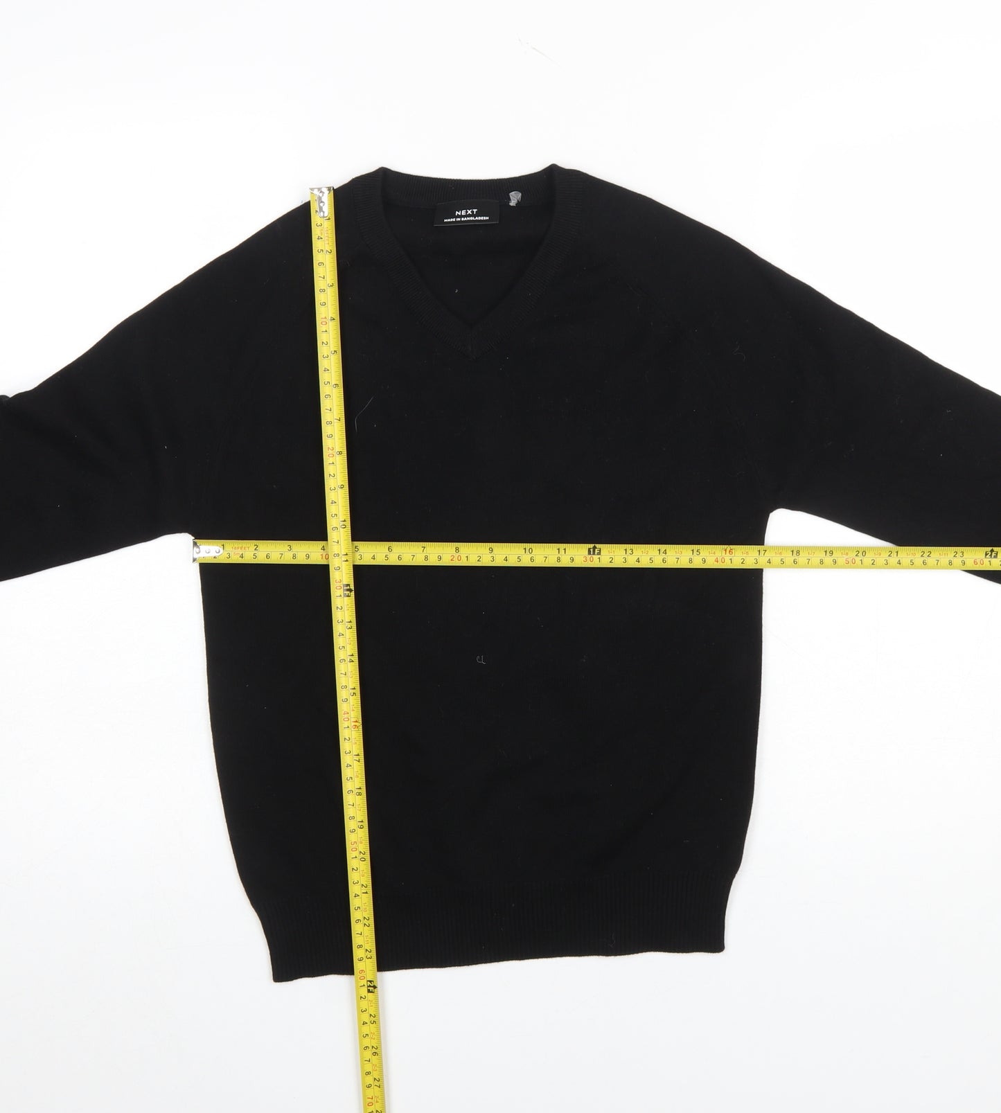 Next Boys Black V-Neck Cotton Blend Jumper 12 Years Classic Schoolwear