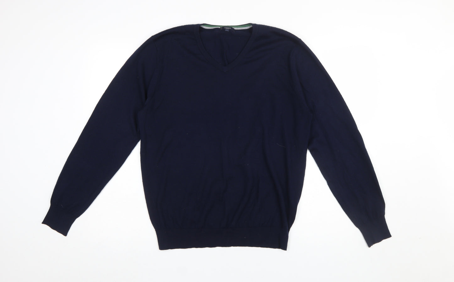 Rochas Paris Men's Blue Wool Blend V-Neck Jumper Size L
