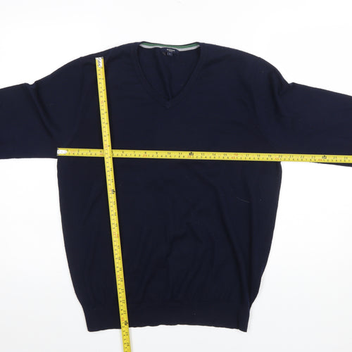 Rochas Paris Men's Blue Wool Blend V-Neck Jumper Size L