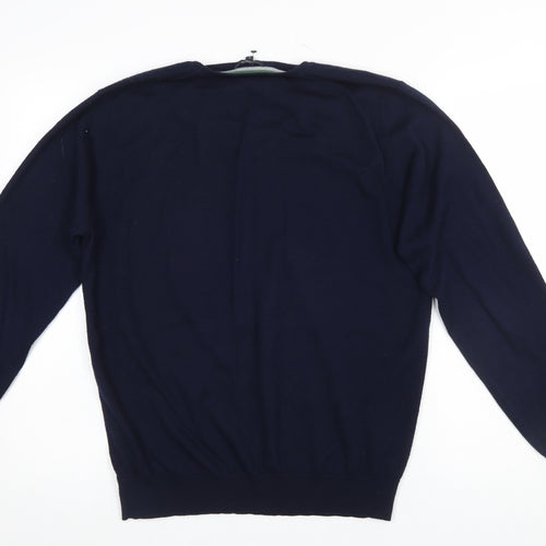 Rochas Paris Men's Blue Wool Blend V-Neck Jumper Size L