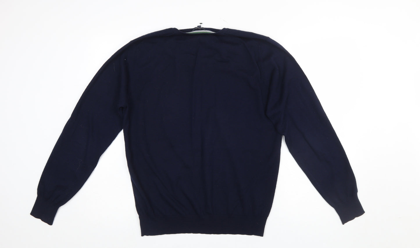 Rochas Paris Men's Blue Wool Blend V-Neck Jumper Size L