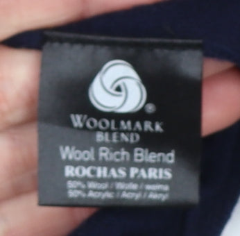 Rochas Paris Men's Blue Wool Blend V-Neck Jumper Size L
