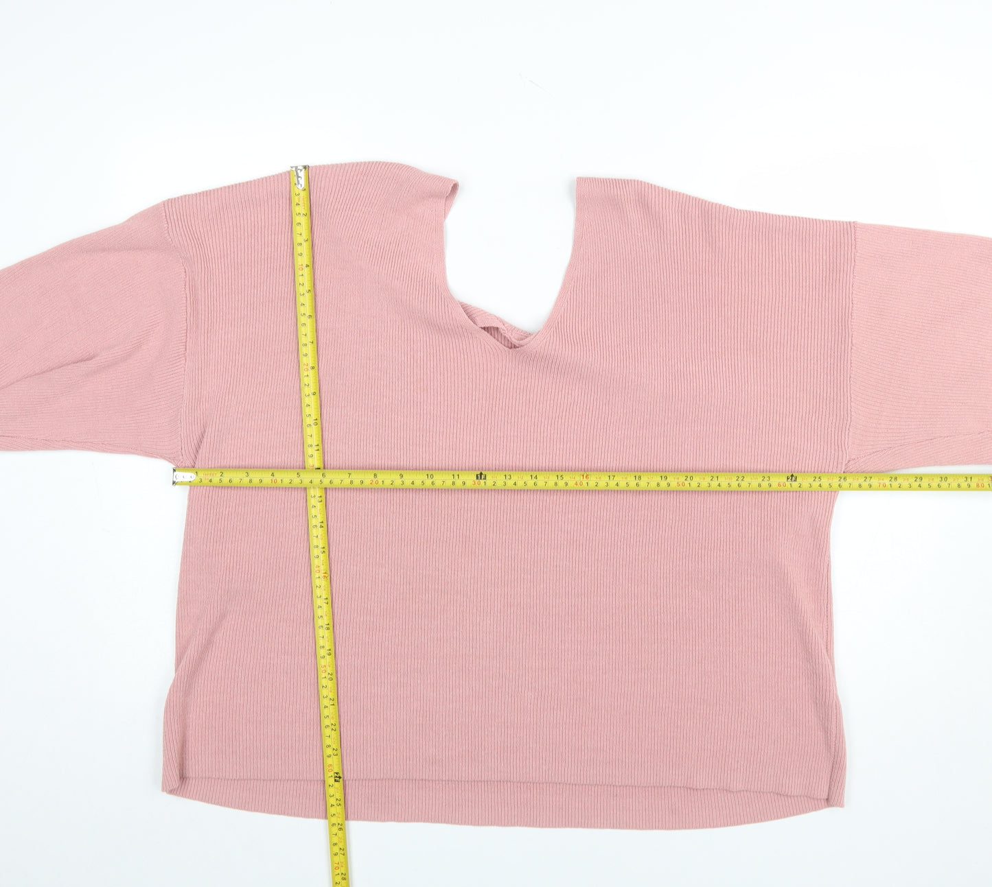 Next Women Pink V-Neck Short Sleeve Pullover Jumper XXL