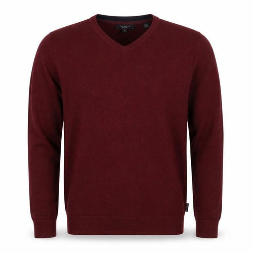 Ted Baker Men's Red Wool Blend V-Neck Jumper Size L