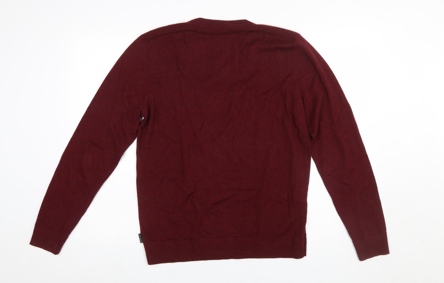 Ted Baker Men's Red Wool Blend V-Neck Jumper Size L