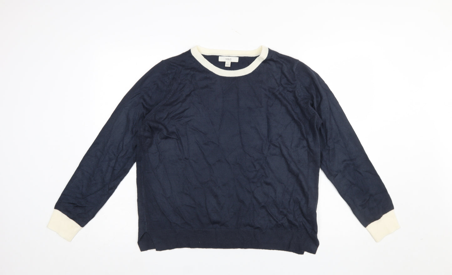 Marks and Spencer Women’s Blue Crew Neck Acrylic Jumper Size 14
