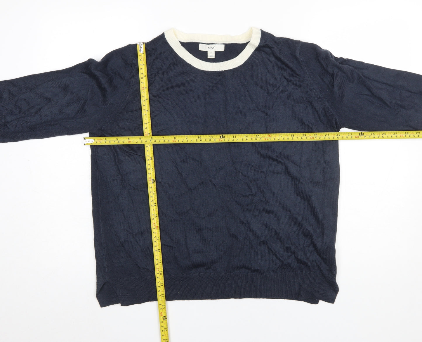 Marks and Spencer Women’s Blue Crew Neck Acrylic Jumper Size 14