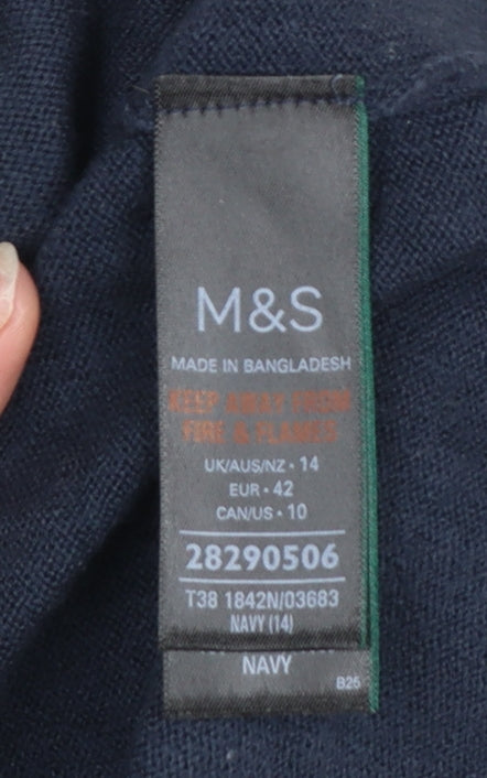 Marks and Spencer Women’s Blue Crew Neck Acrylic Jumper Size 14