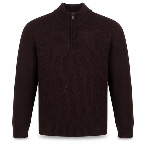 Marks and Spencer Men's Brown 1/4 Zip High Neck Acrylic Jumper M