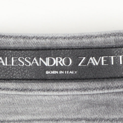 Alessandro Zavetti Men's Grey Distressed Slim Fit Skinny Jeans Size 32