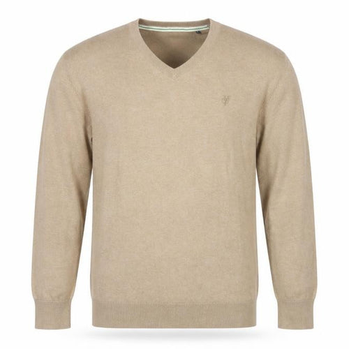 Marc O'Polo Men's Beige Cotton V-Neck Jumper Size S