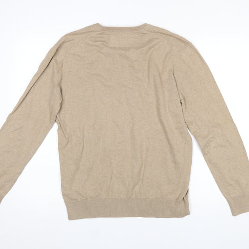 Marc O'Polo Men's Beige Cotton V-Neck Jumper Size S