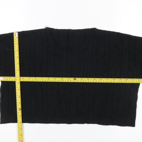 Anna Ellis Women Black Cable-Knit Wool Cashmere Pullover Jumper S