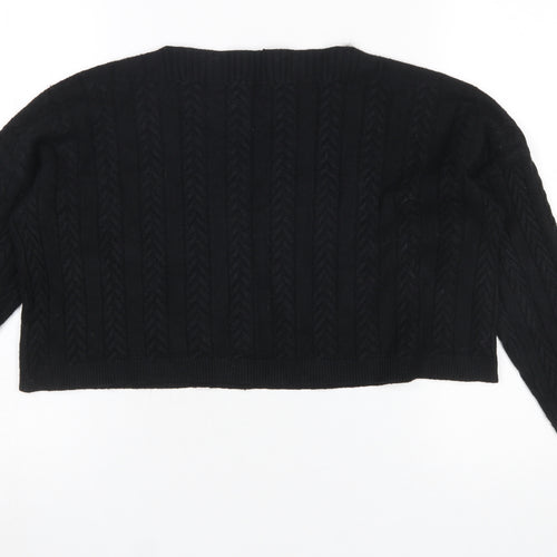 Anna Ellis Women Black Cable-Knit Wool Cashmere Pullover Jumper S