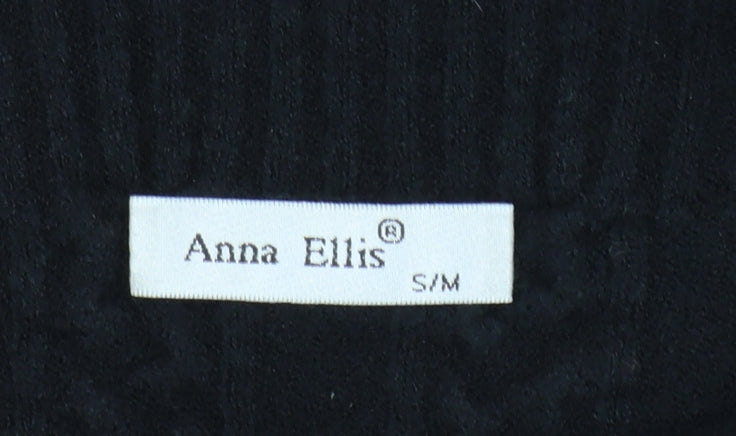 Anna Ellis Women Black Cable-Knit Wool Cashmere Pullover Jumper S
