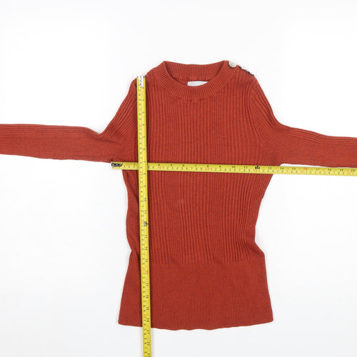 Red Herring Women’s Rust Ribbed Mock Neck Jumper Size 10
