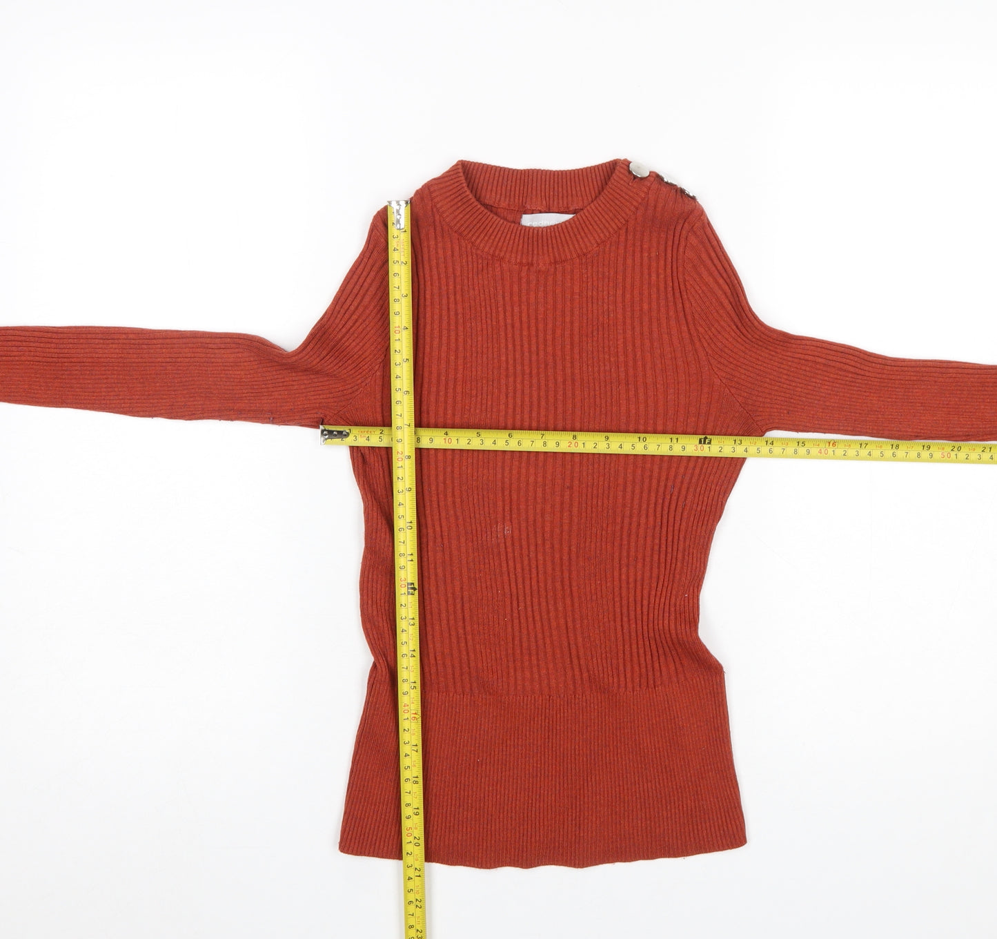 Red Herring Women’s Rust Ribbed Mock Neck Jumper Size 10