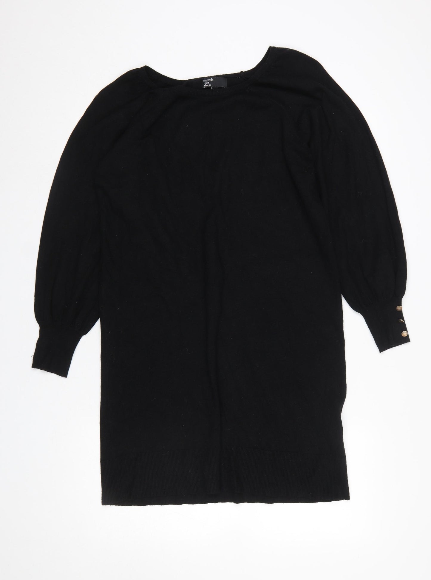 Friends Like These Women’s Black Knit Jumper Dress UK 12 Long Sleeve