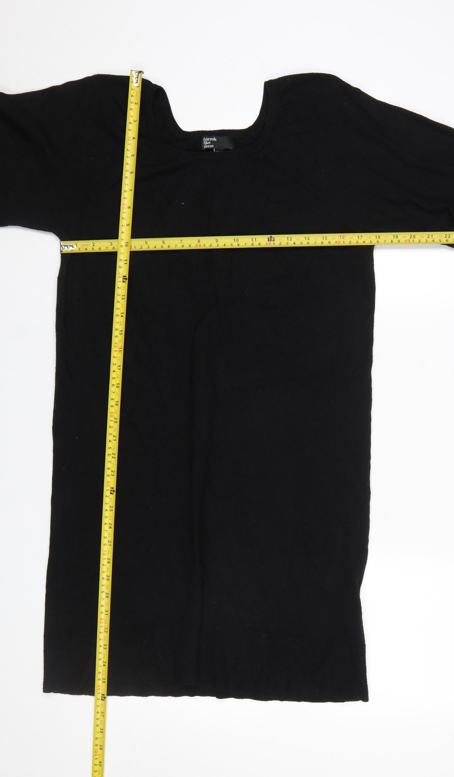 Friends Like These Women’s Black Knit Jumper Dress UK 12 Long Sleeve