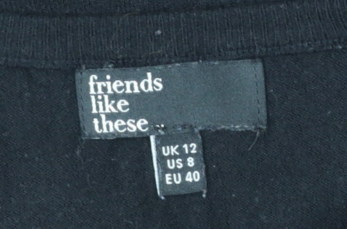 Friends Like These Women’s Black Knit Jumper Dress UK 12 Long Sleeve