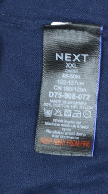 Next Men’s Blue 2XL Cotton Crew Neck Jumper