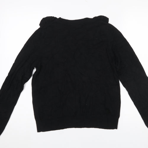Next Women’s Black V-Neck Ruffle Knit Jumper Size 8