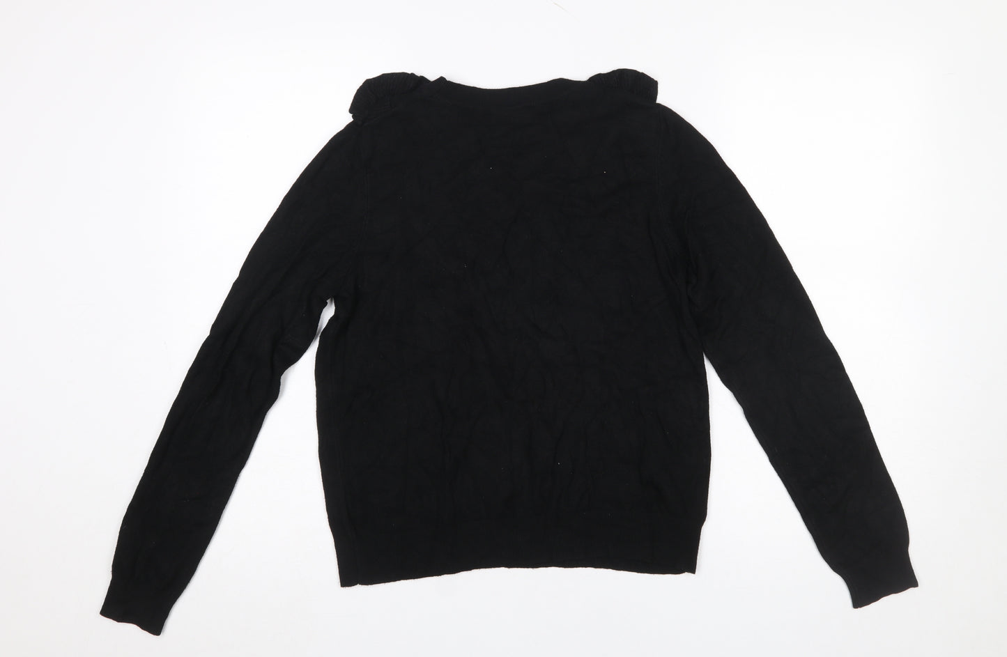 Next Women’s Black V-Neck Ruffle Knit Jumper Size 8